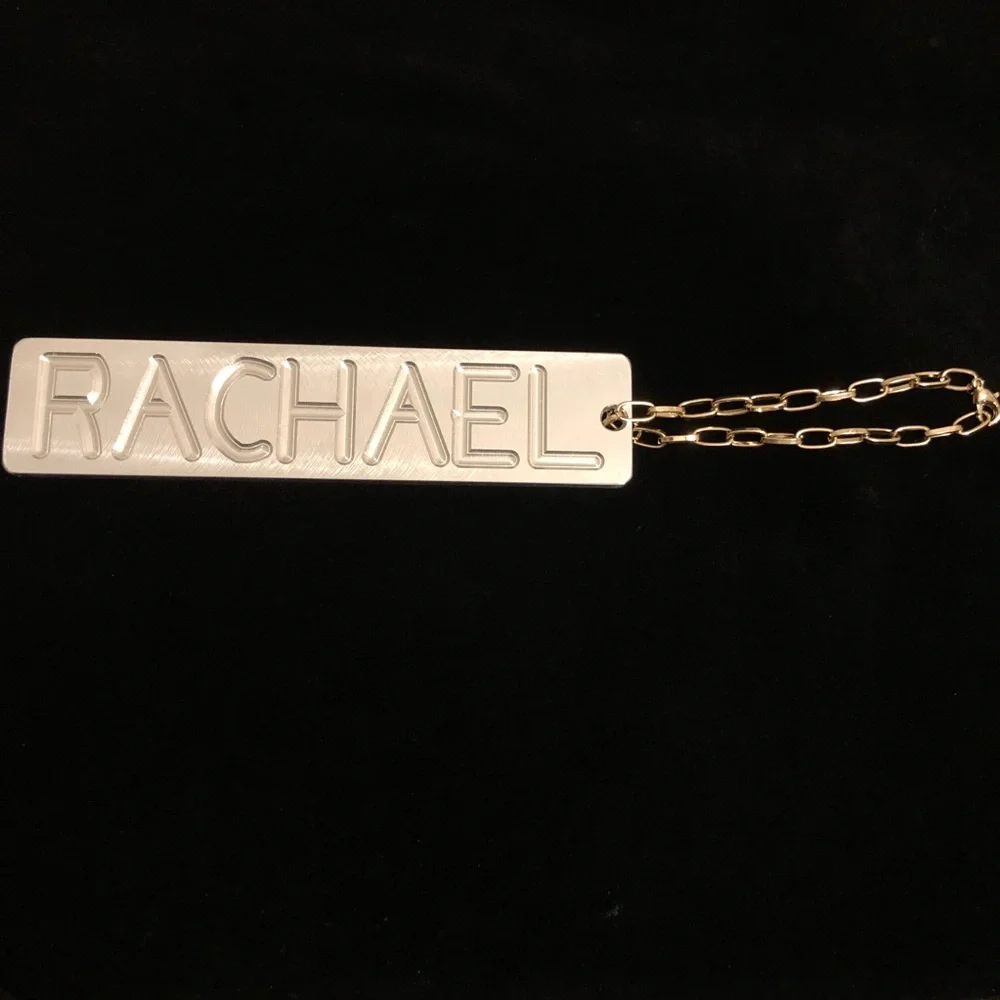 Silver Tone Heavy Metal Aluminum Alloy Nameplate Keychain or Plaque “Rachael”